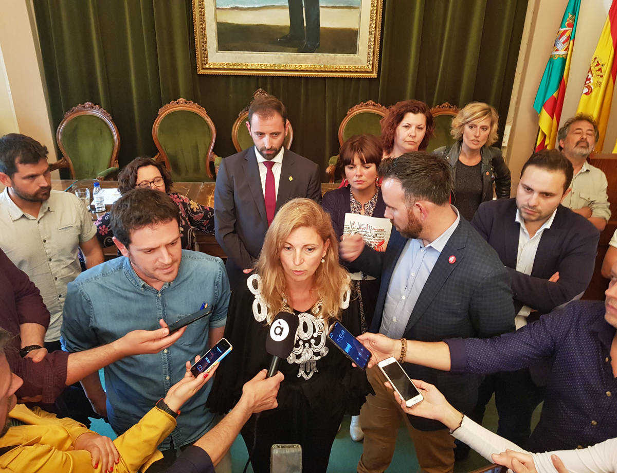 Ignasi Garcia, Amparo Marco y Rafa Simó, en su comparecencia ante los medios. (Foto: ANTONIO PRADAS)