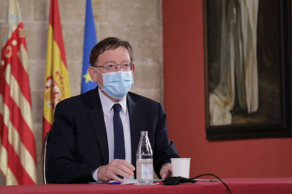 El presidente de la Generalitat, Ximo Puig, durante una videoconferencia. Foto: GVA