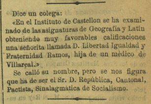 El conservador 'El Fígaro' de Madrid se hacía eco de las calificaciones de la niña, no sin sorna, el 12 de junio de 1883.