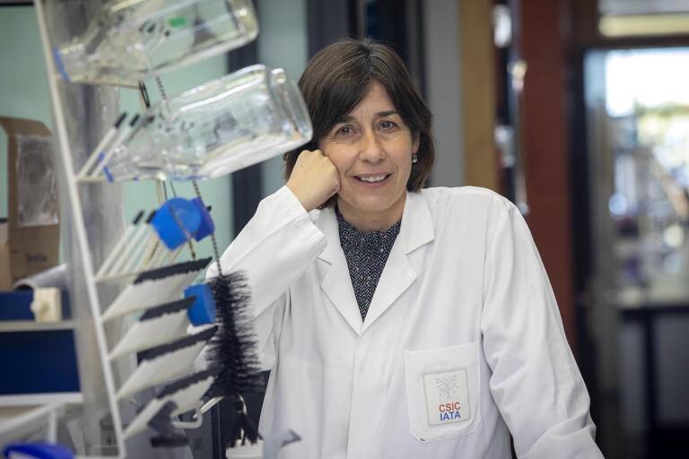 Gloria Sánchez en el laboratorio donde trabaja. Foto: MARGA FERRER