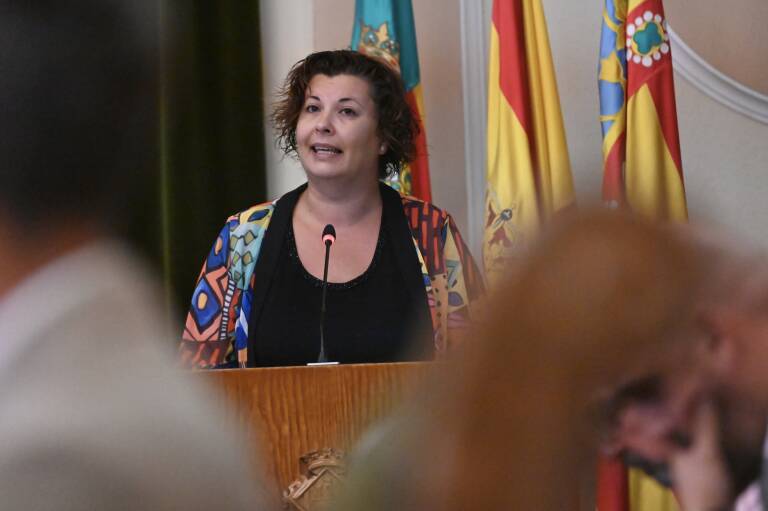La portavoz del PSPV, Patricia Puerta, en el debate sobre el estado de la ciudad.