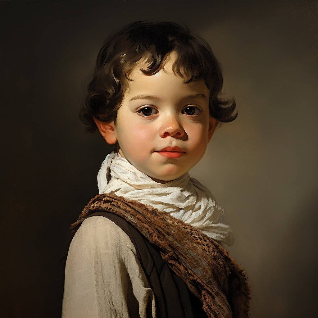 Autorretrato de Goya niño creado con IA. Museo Goya de Zaragoza