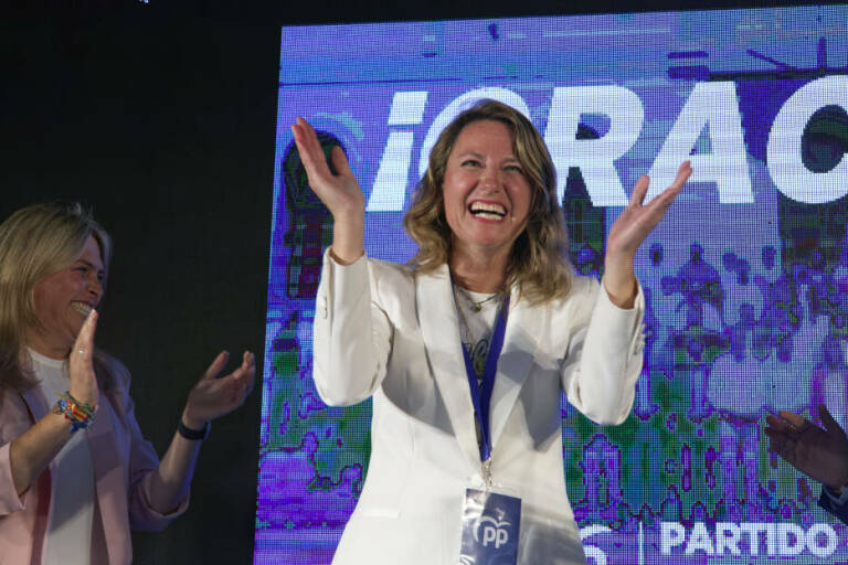 Begoña Carraso, en la celebración del PP tras su victoria en Castelló. Foto: ANTONIO PRADAS