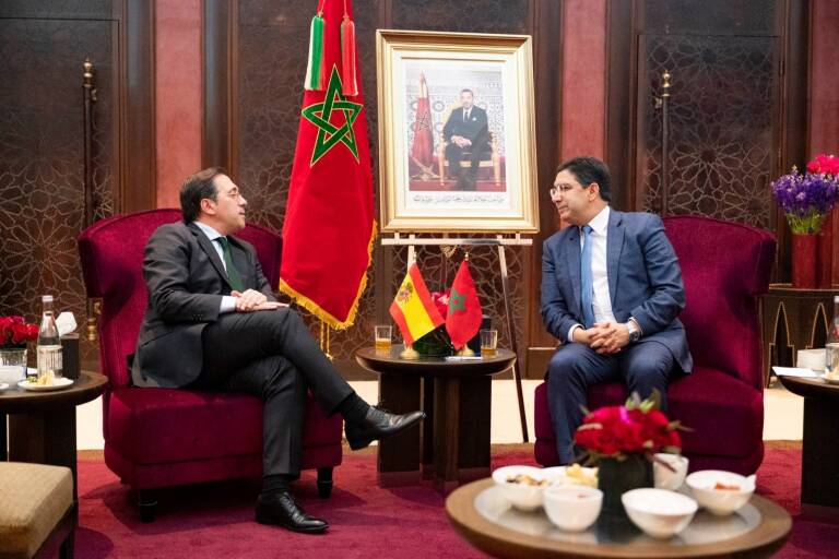 El ministro de Asuntos Exteriores, José Manuel Albares, y su homólogo marroquí, Naser Burita. Foto: MINISTERIO DE ASUNTOS EXTERIORES