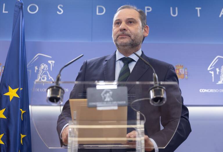 José Luis Ábalos, durante la rueda de prensa del martes. Foto: EDUARDO PARRA/EP